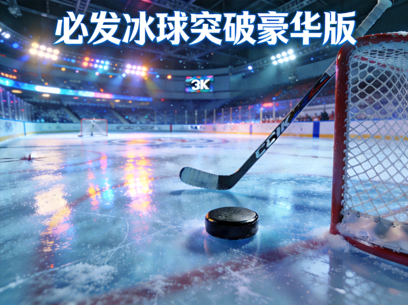 必发冰球突破豪华版4K渲染冰球赛场，冰面灯光反射绚丽明亮